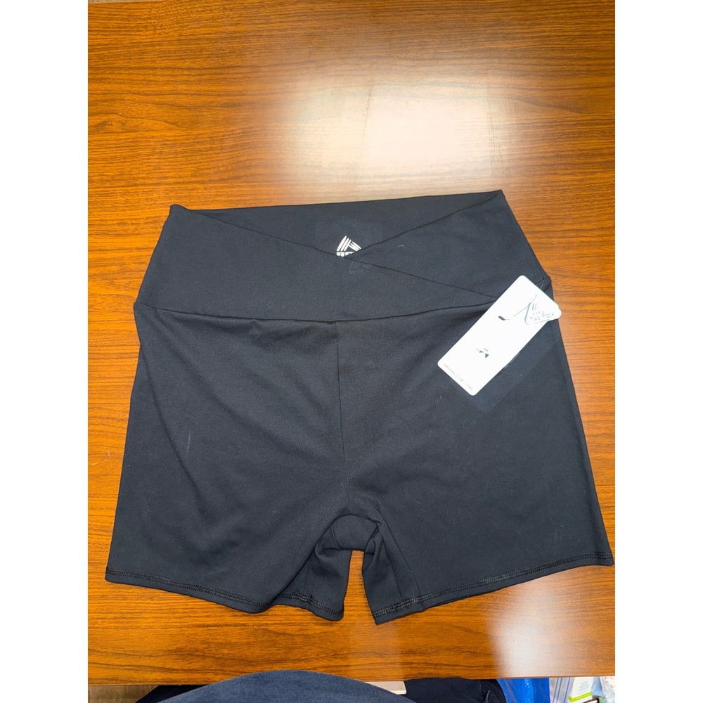 RBX Active Womens Black Crossover Waistband Bike Shorts XL CR5405 NWT